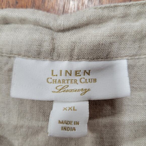 Charter Club Luxery Linen Tie Front Button Up Shirt Size XXL - Picture 5 of 9
